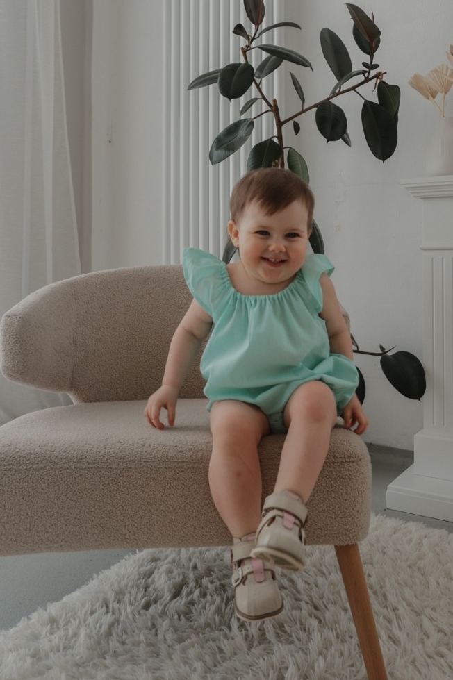 Ромпер с рукавами-крылышками из хлопка мята