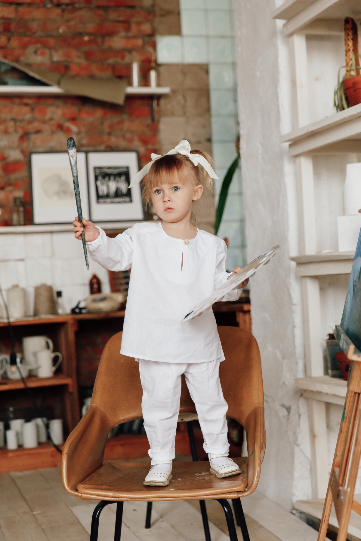 Штаны унисекс из хлопка цвет "белый"