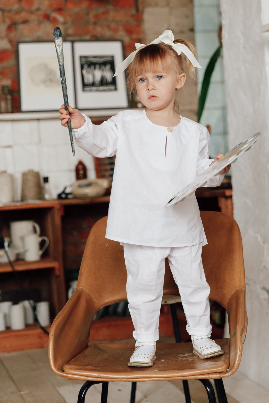 Рубашка унисекс из хлопка цвет "белый"