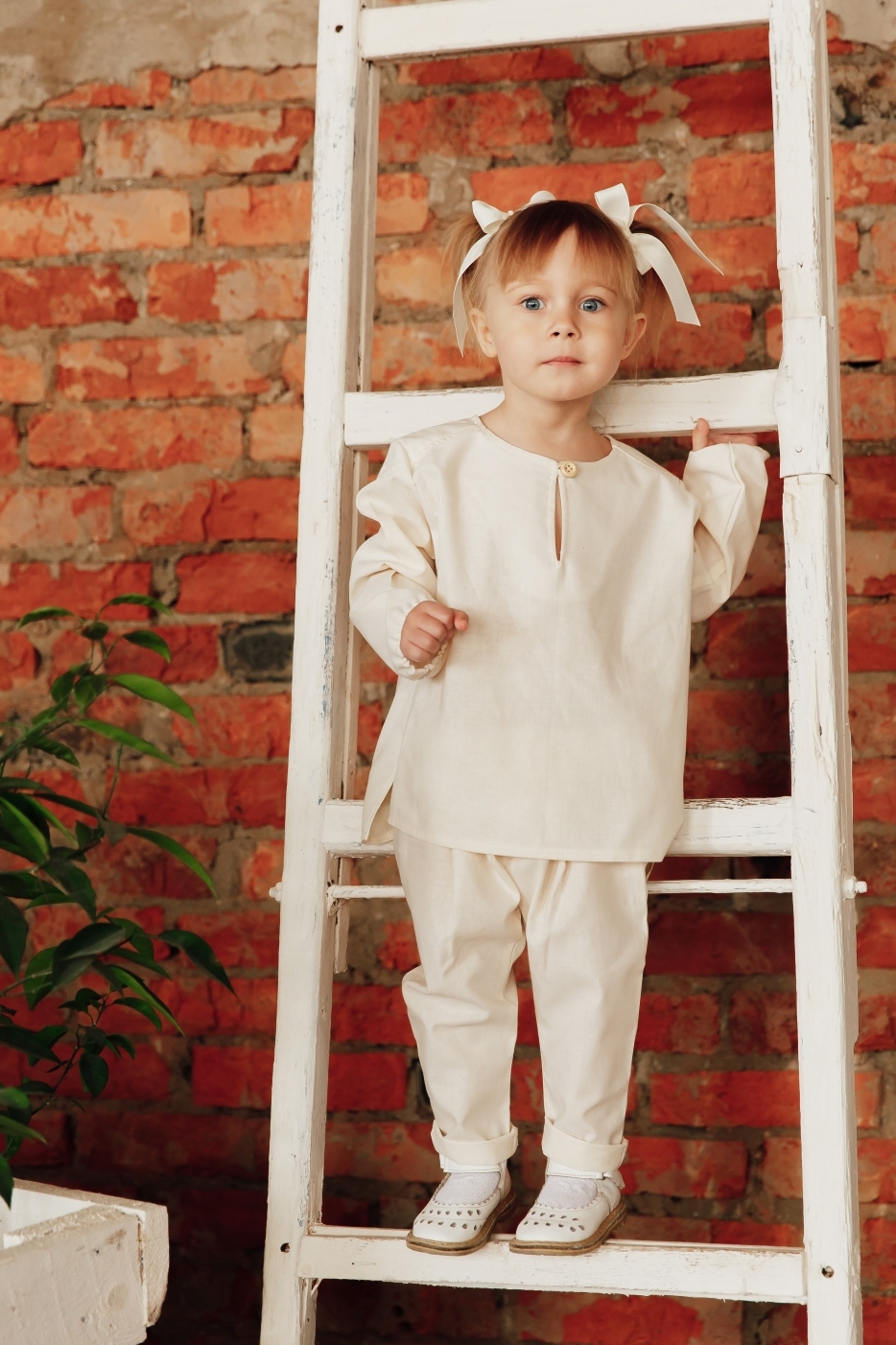 Штаны унисекс из хлопка цвет "натур"