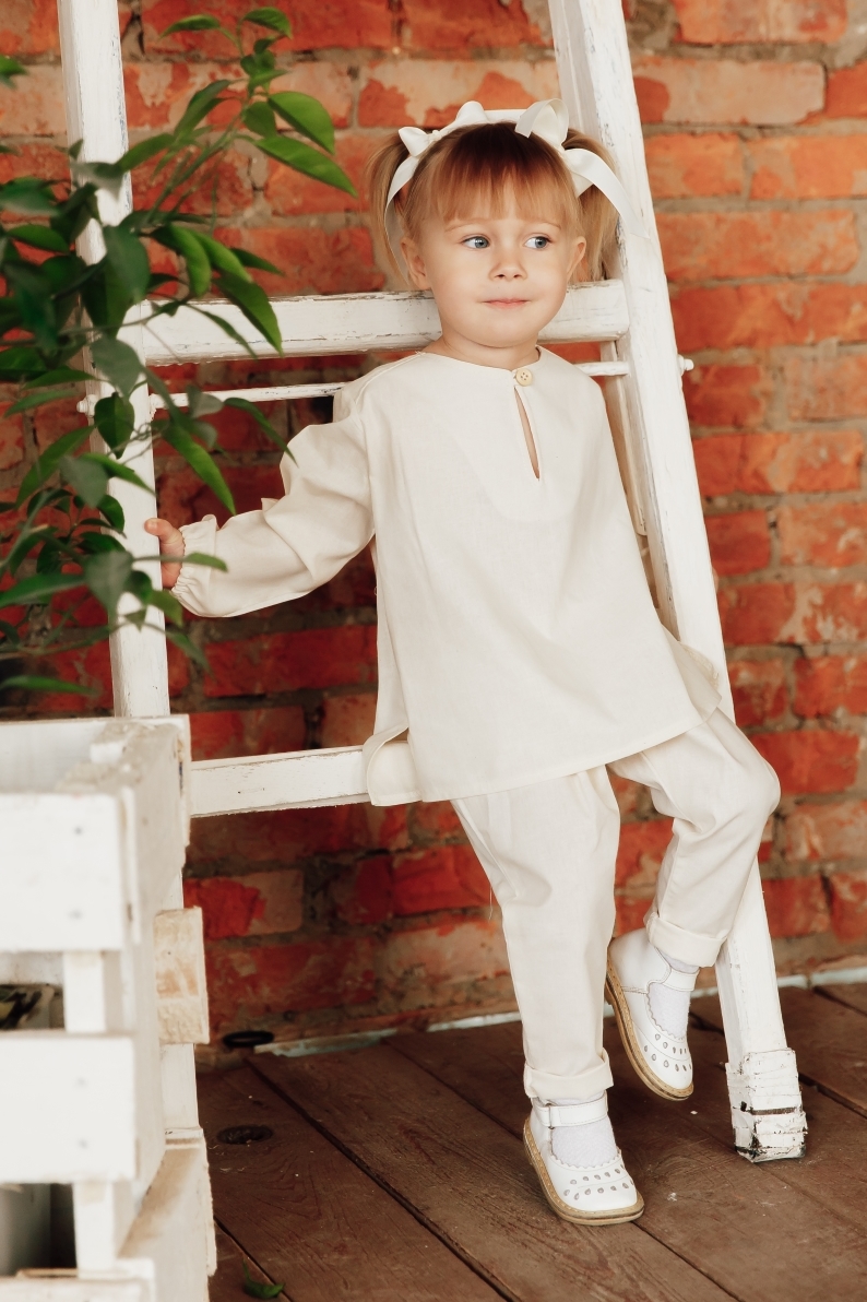 Рубашка унисекс из хлопка цвет "натур"