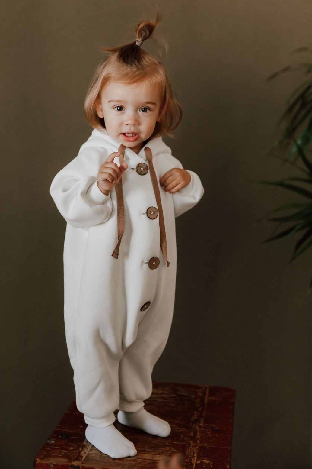 Комбинезон из футера с начесом молочный