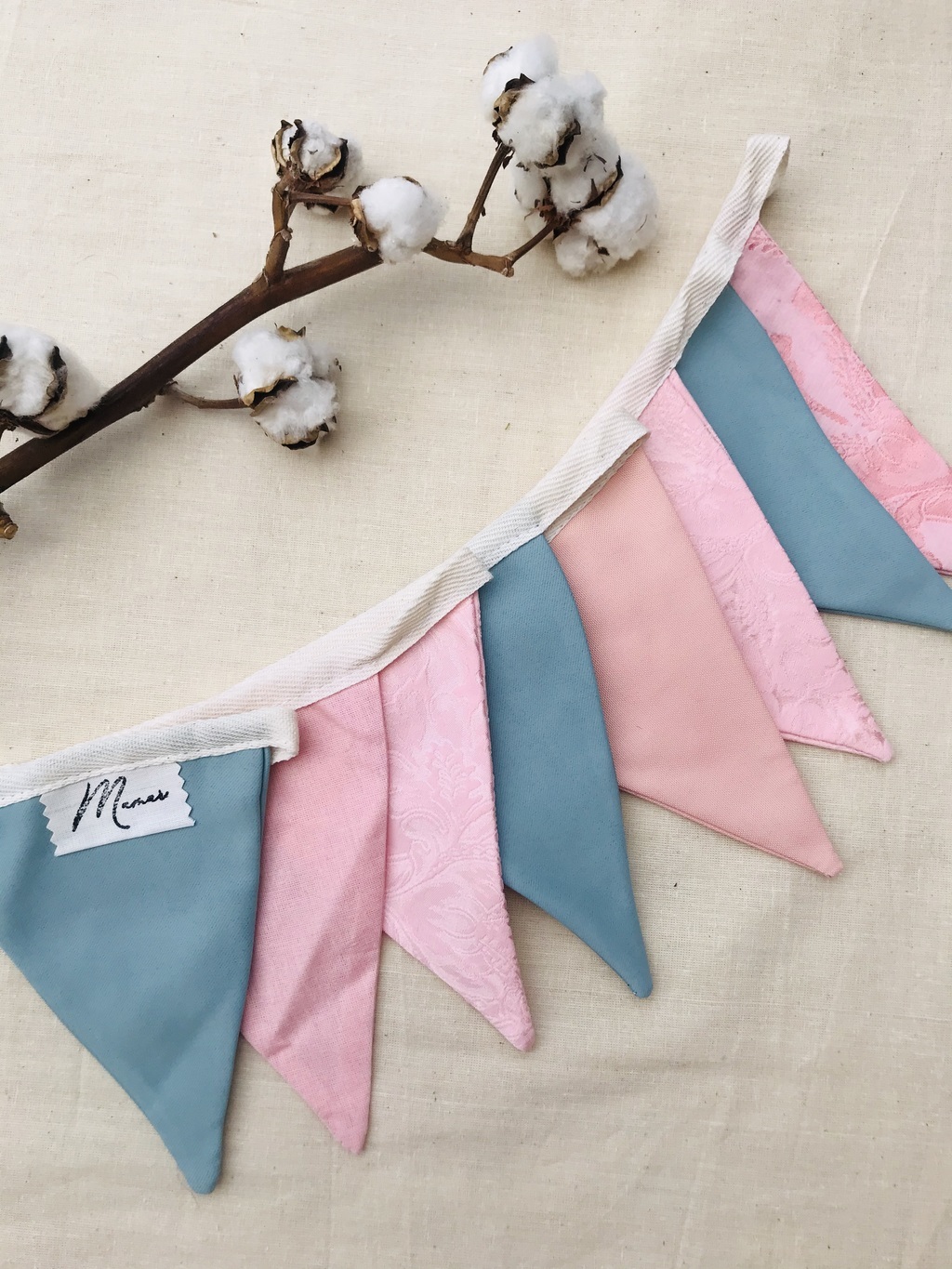 Флажки пастель на хлопковой ленте