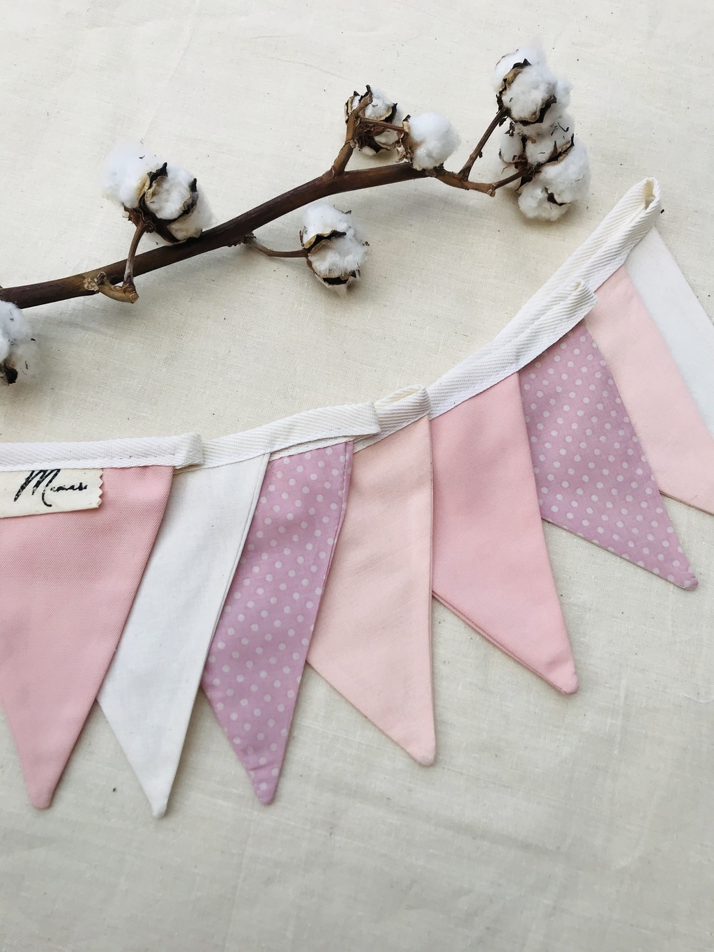 Флажки пастель на хлопковой ленте