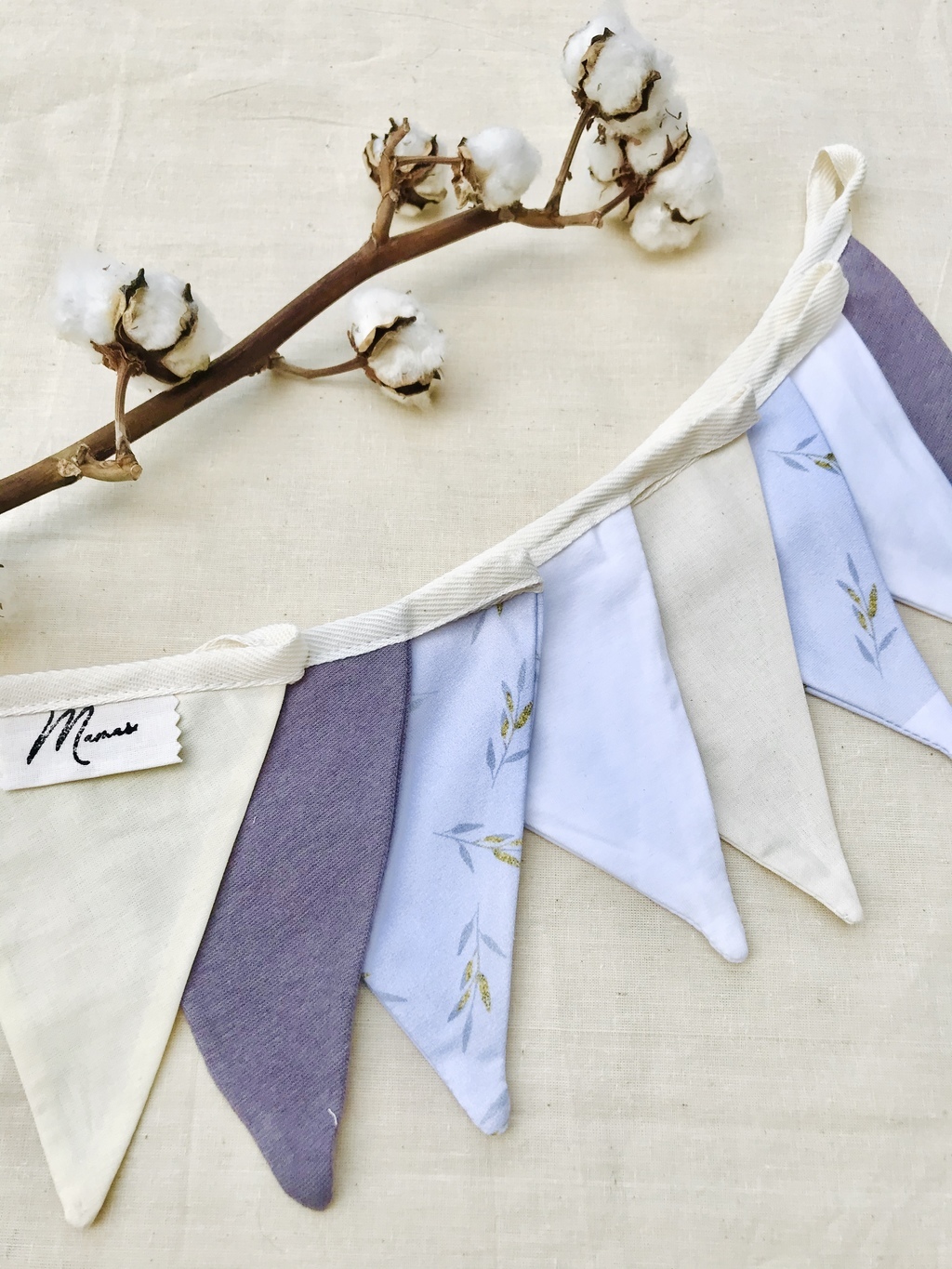 Флажки пастель на хлопковой ленте