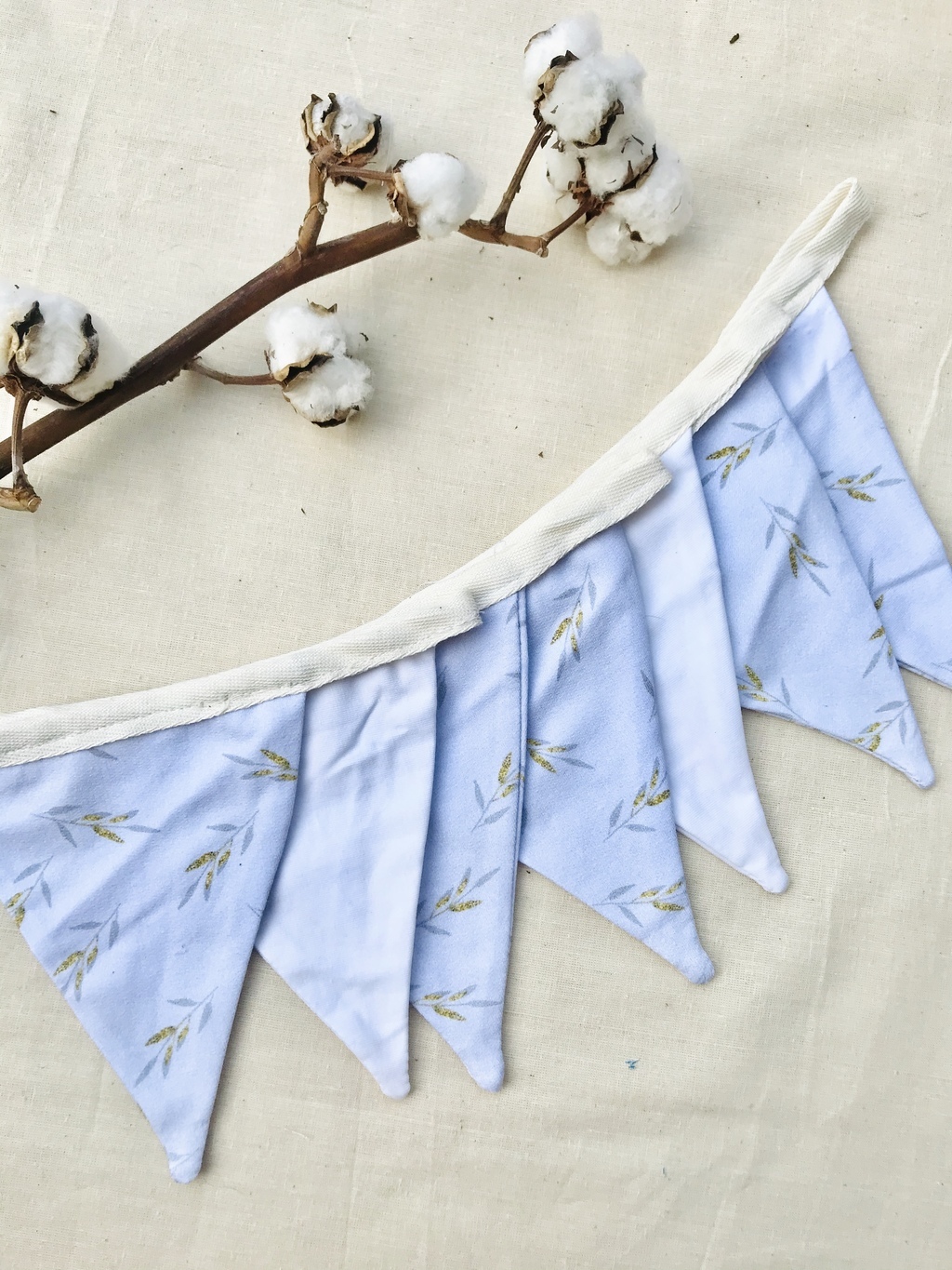 Флажки пастель принт на хлопковой ленте