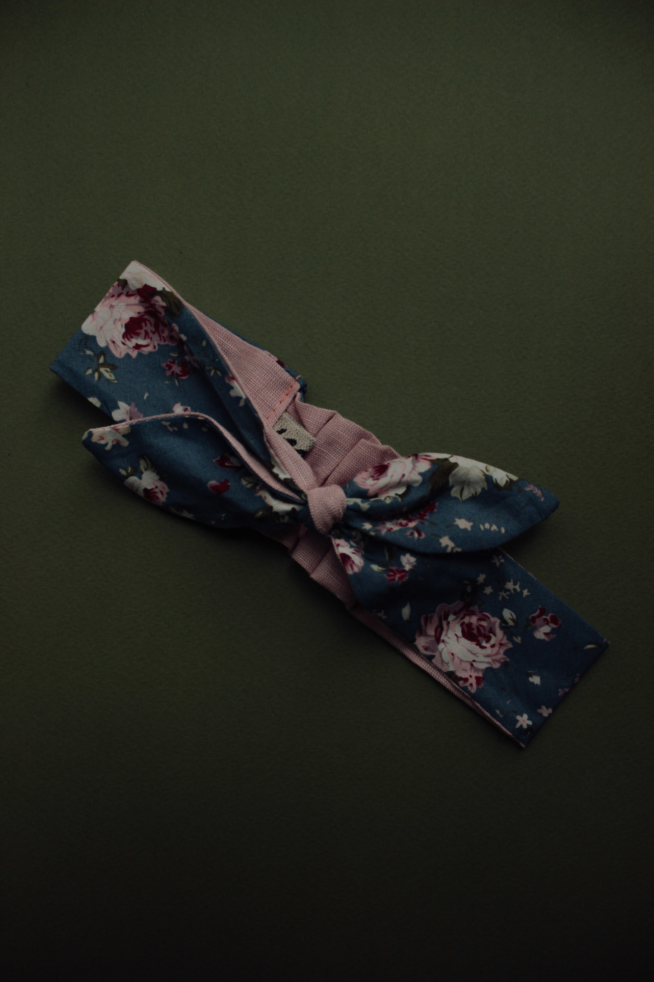 Повязка "солоха" хлопок розы на синем + розовый