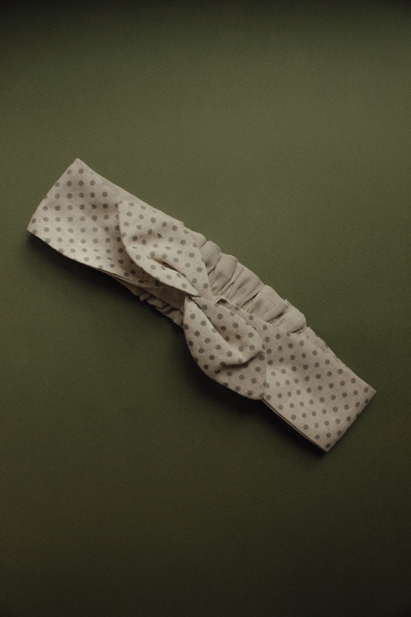 Повязка "солоха" из льна мелкий горох на натуральном + натур