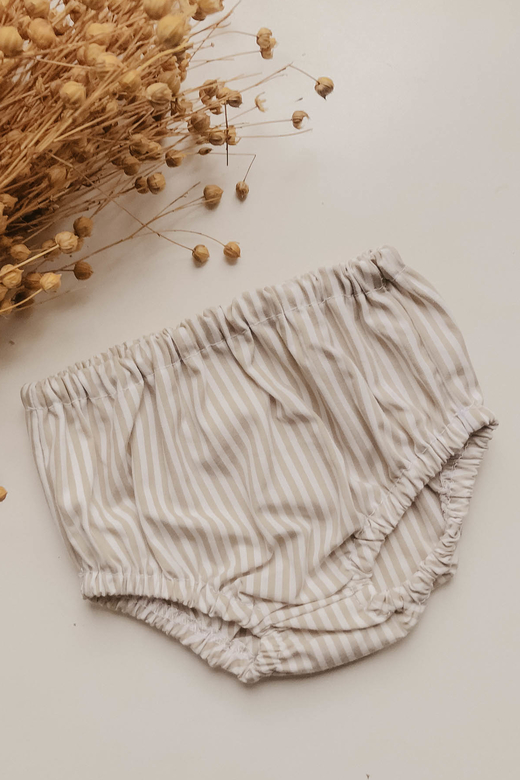 Трусы из хлопка полоска бело-бежевая