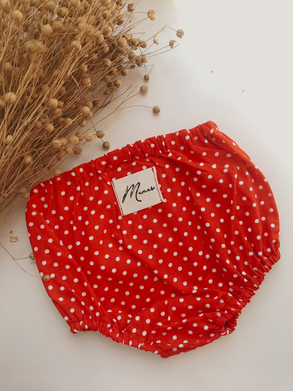 Трусы из хлопка белый горох на красном