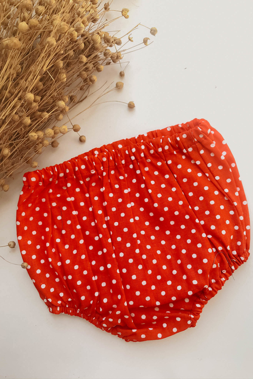 Трусы из хлопка белый горох на красном