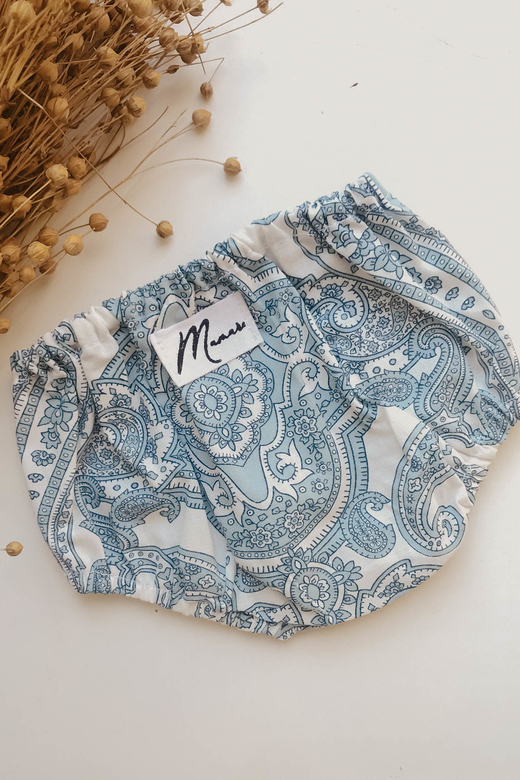 Трусы из хлопка голубой узор на белом