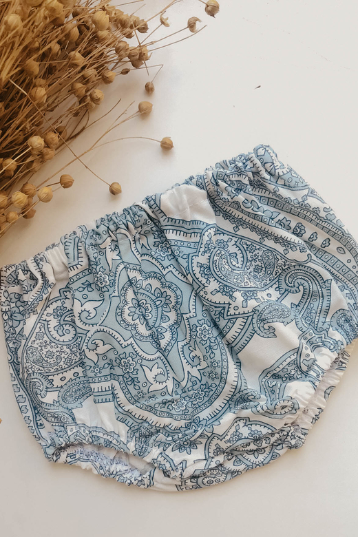 Трусы из хлопка голубой узор на белом