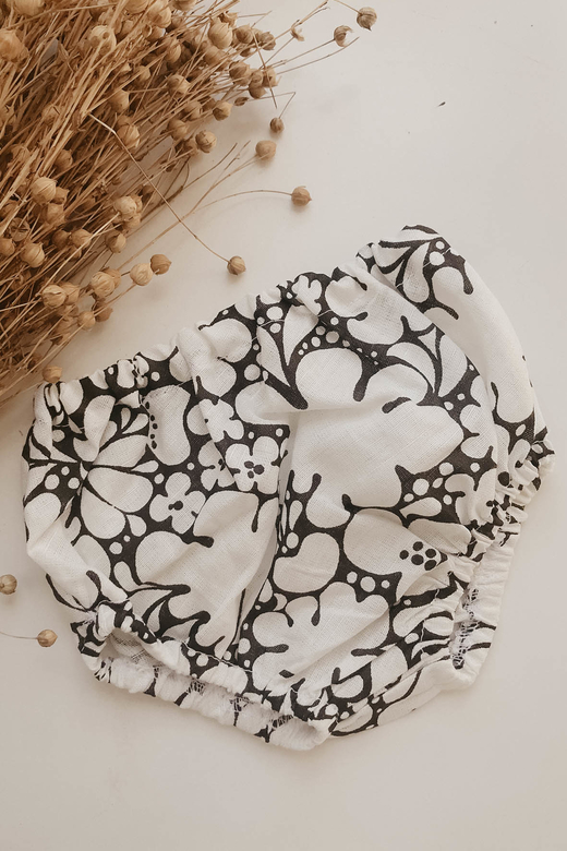 Трусы лён цветы ч/б