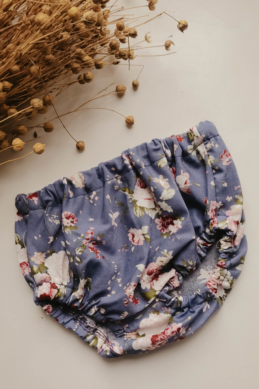 Трусы из хлопкового сатина розы на синем