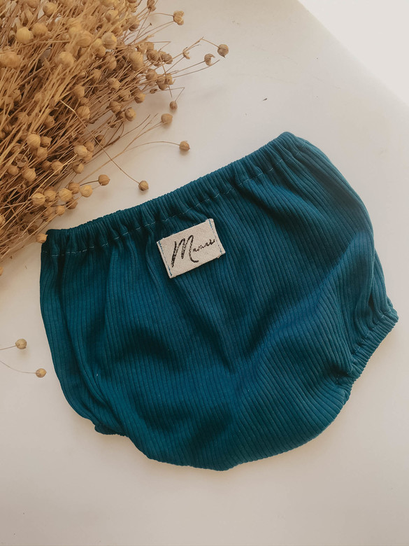 Трусы из хлопка в рубчик петроль (трикотаж)