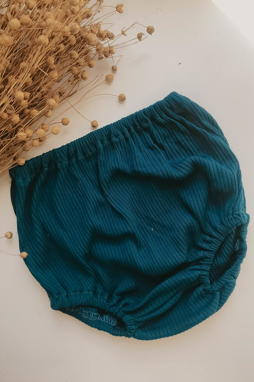 Трусы из хлопка в рубчик петроль (трикотаж)