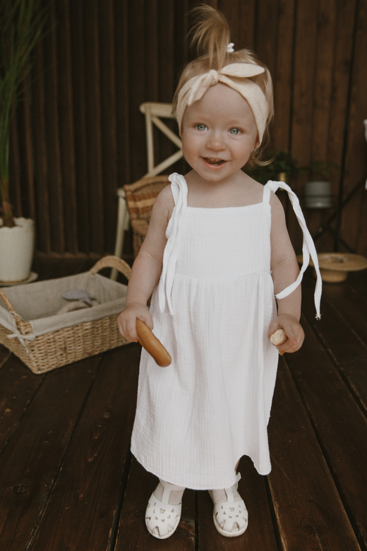 Сарафан из муслина на завязках белый