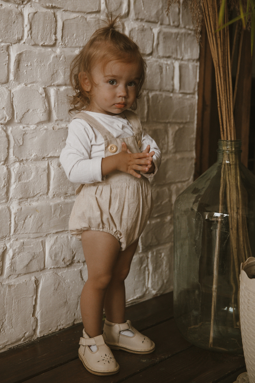 Ромпер льняной на пуговках натур