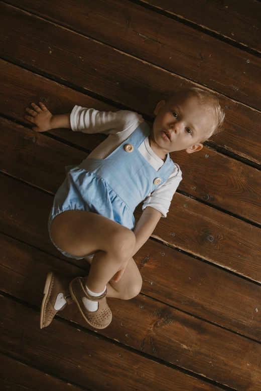 Ромпер льняной на пуговках василёк