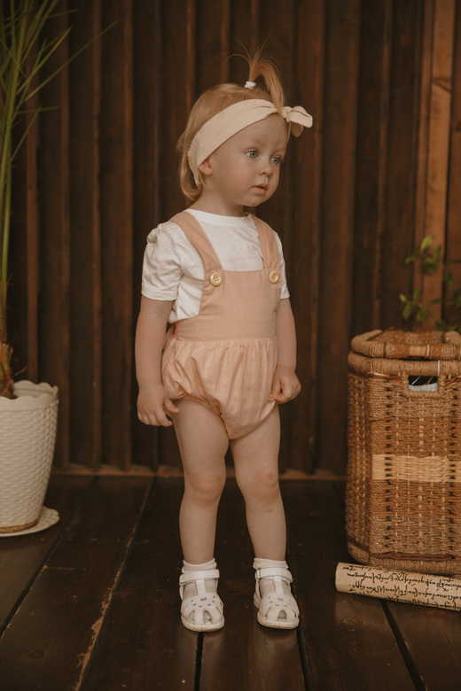 Ромпер хлопковый на пуговках персик