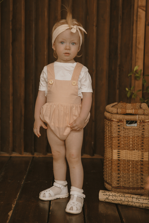 Ромпер хлопковый на пуговках персик