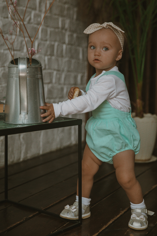 Ромпер хлопковый на пуговках мята