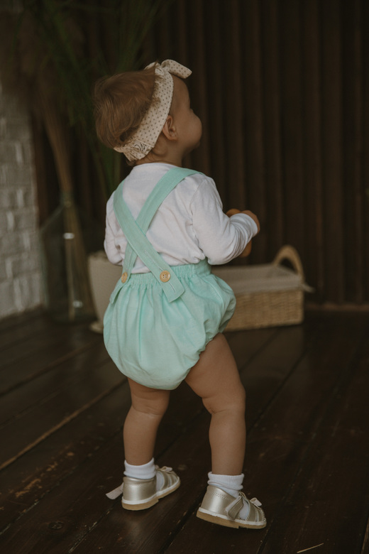 Ромпер хлопковый на пуговках мята