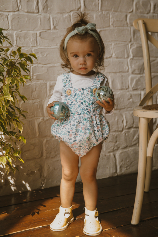 Ромпер хлопковый на пуговках полянка