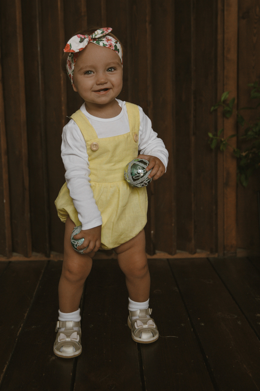 Ромпер льняной на пуговках лимон