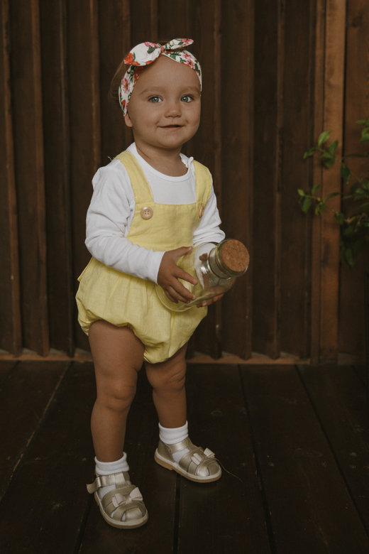 Ромпер льняной на пуговках лимон