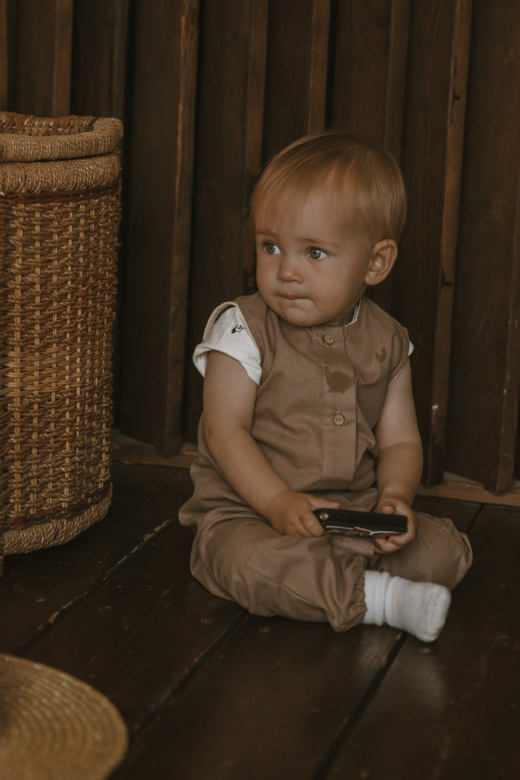 Комбинезон без рукавов из хлопка мокка