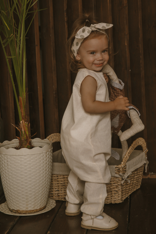 Комбинезон без рукавов из хлопка натур