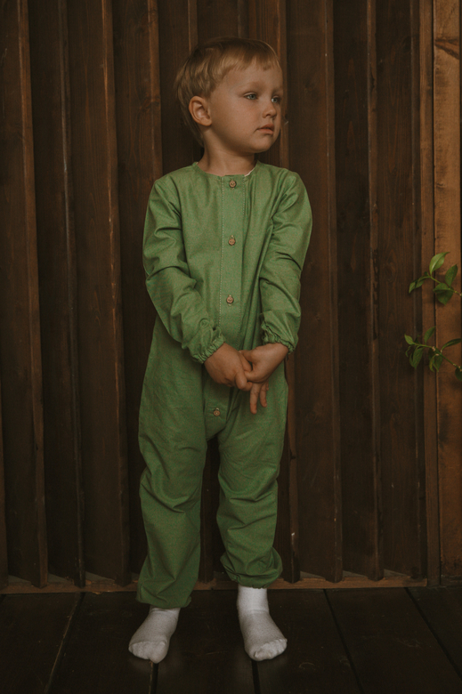 Комбинезон из хлопка пыльно-зеленый
