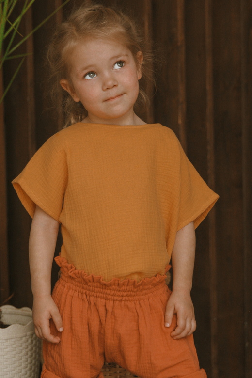 Футболка унисекс из муслина горчица