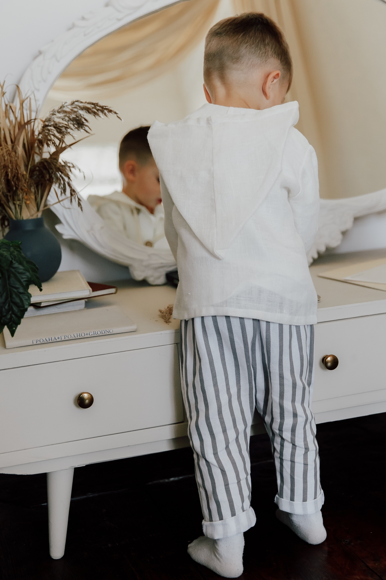 Накидка-гномик из льна белая