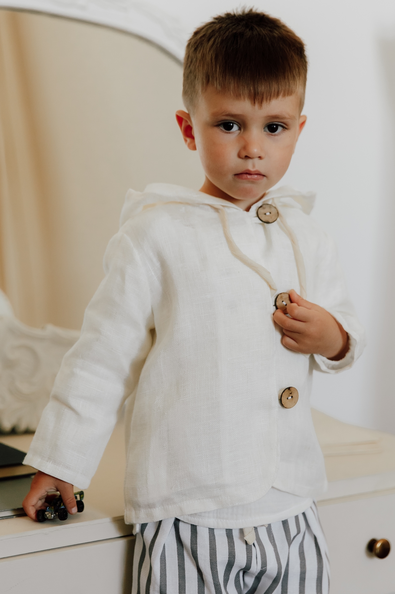 Накидка-гномик из льна белая