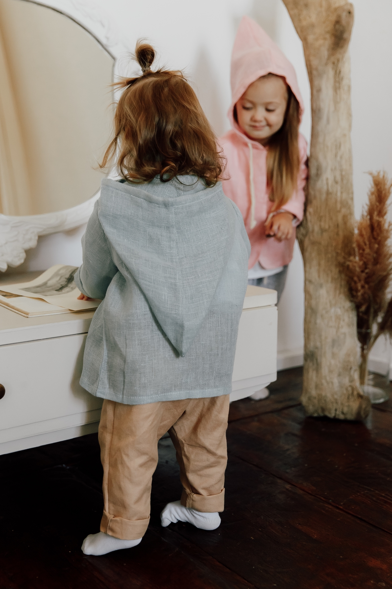 Накидка-гномик из льна небесно-голубая