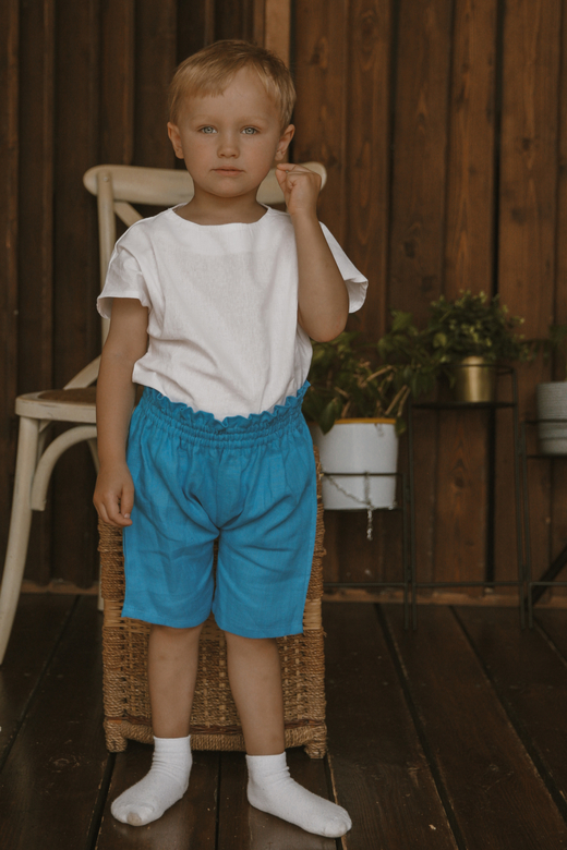 Шорты-блумеры унисекс льняные сапфир