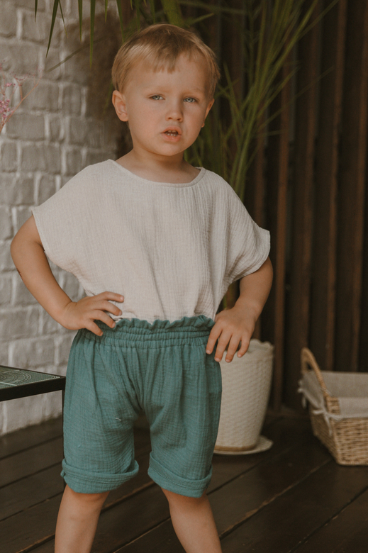 Шорты-блумеры унисекс из муслина изумруд