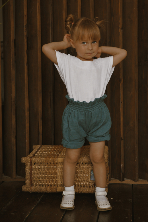 Шорты-блумеры унисекс из муслина изумруд