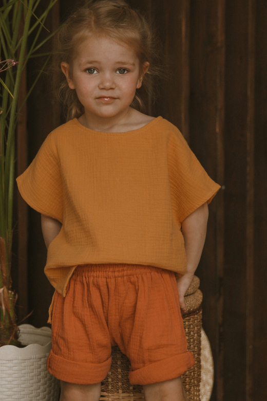 Шорты-блумеры унисекс из муслина терракот
