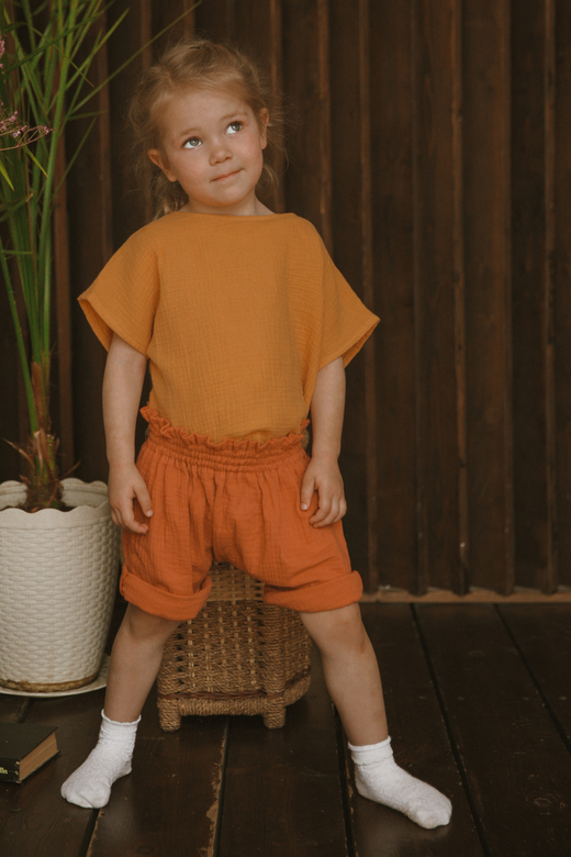 Шорты-блумеры унисекс из муслина терракот