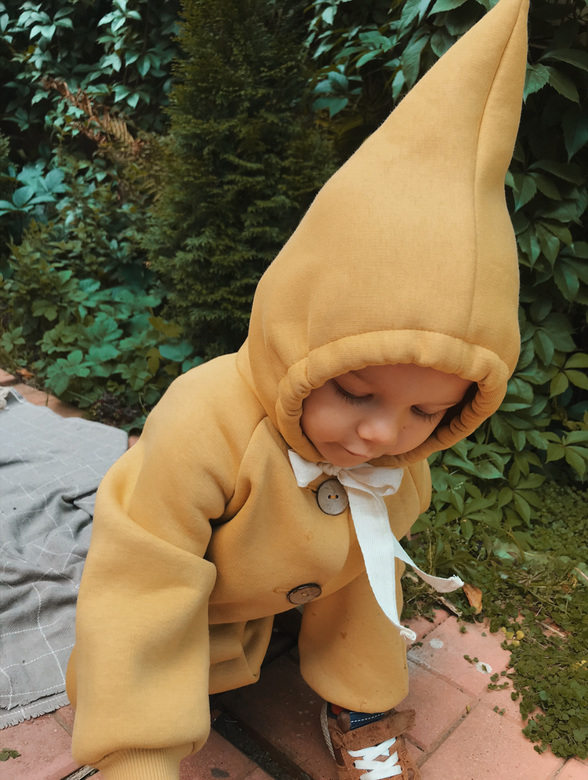 Комбинезон из футера с начёсом пыльно-горчиччный