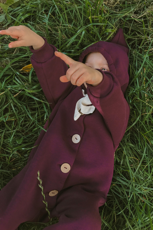 Комбинезон из футера с начёсом баклажан