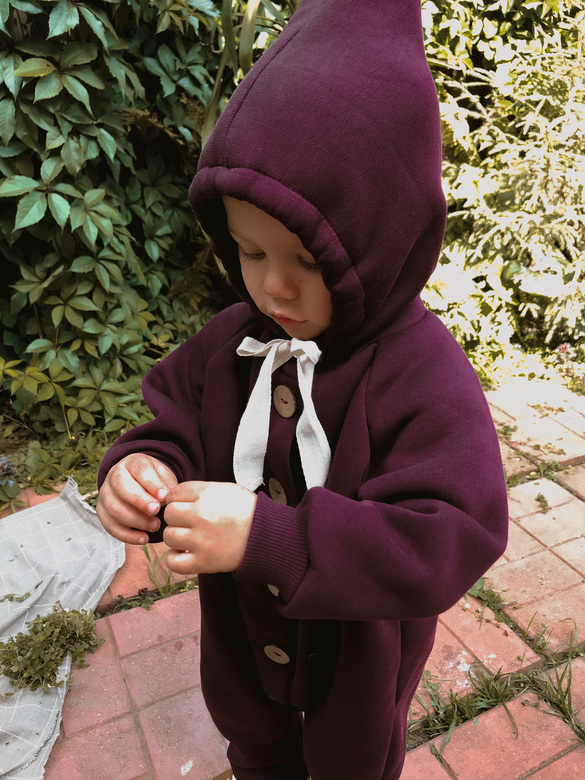 Комбинезон из футера с начёсом баклажан