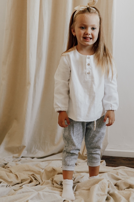 Штаны унисекс из плотного хлопка горох на сером