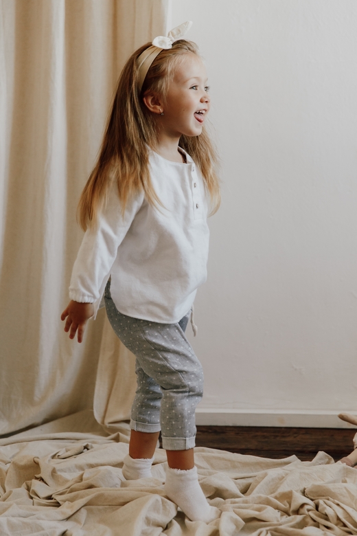 Штаны унисекс из плотного хлопка горох на сером