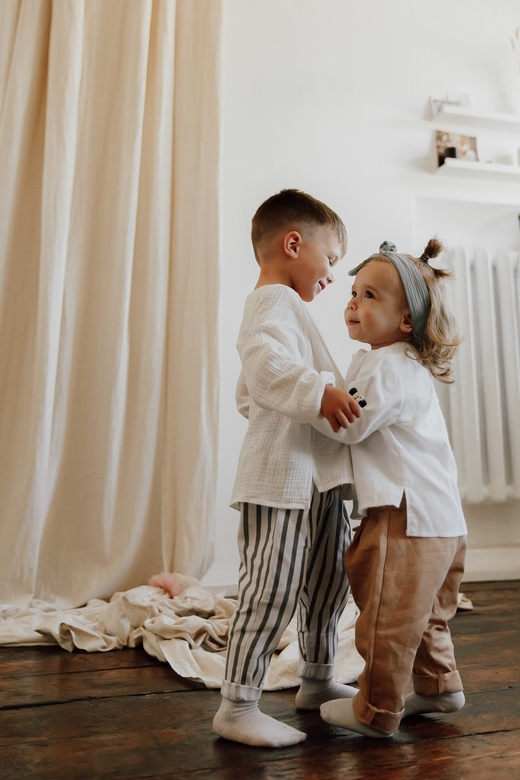 Штаны унисекс из плотного хлопка крупная полоска