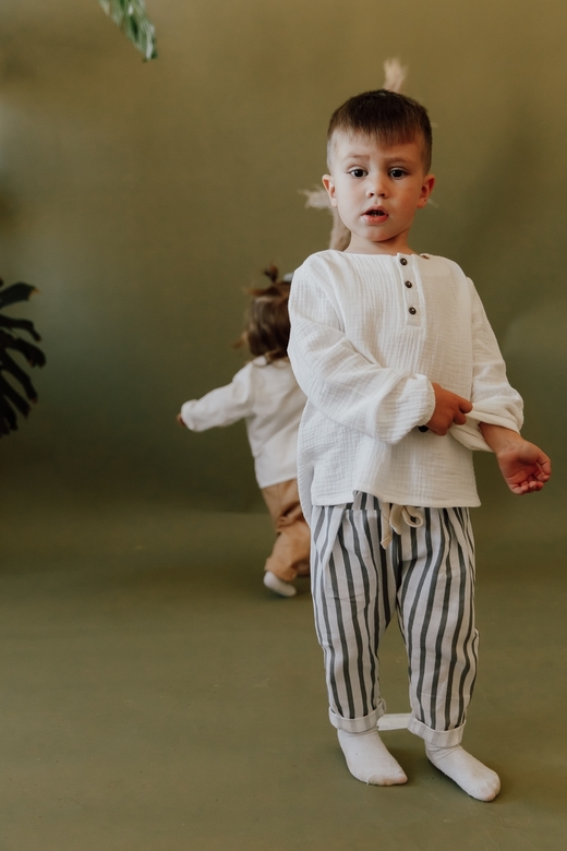 Штаны унисекс из плотного хлопка крупная полоска